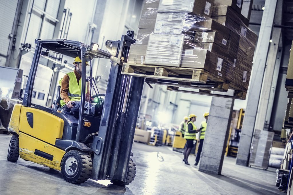 forklift working in warehouse